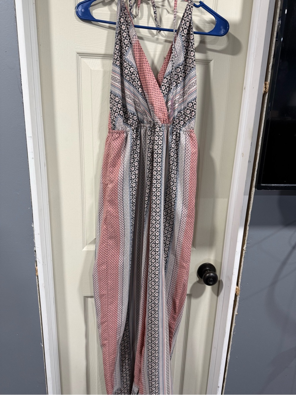 Women’s Pink Patterned Halter Jumpsuit